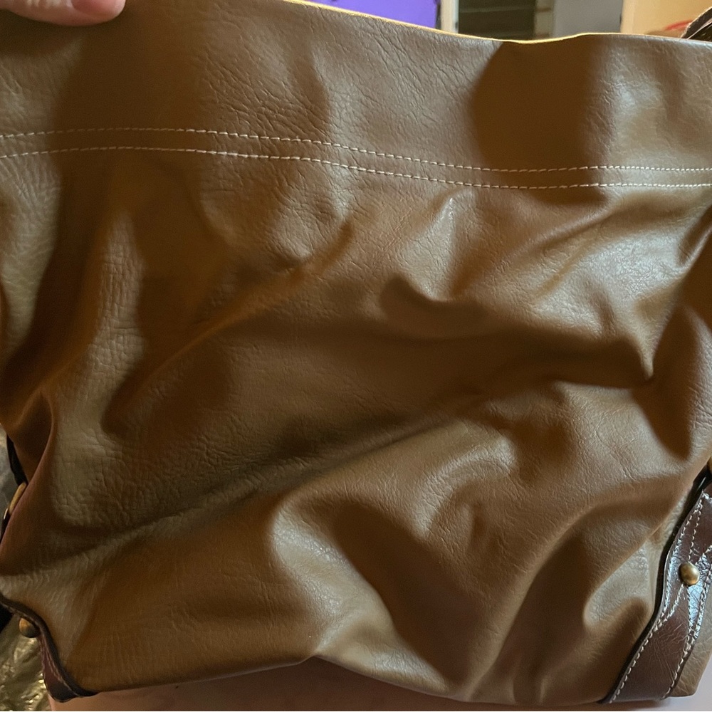 Light tan and brown hobo bag